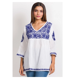 Ramani Embroidered Top, Navy/Blue Ramani Embroidered Top, Navy/Blue