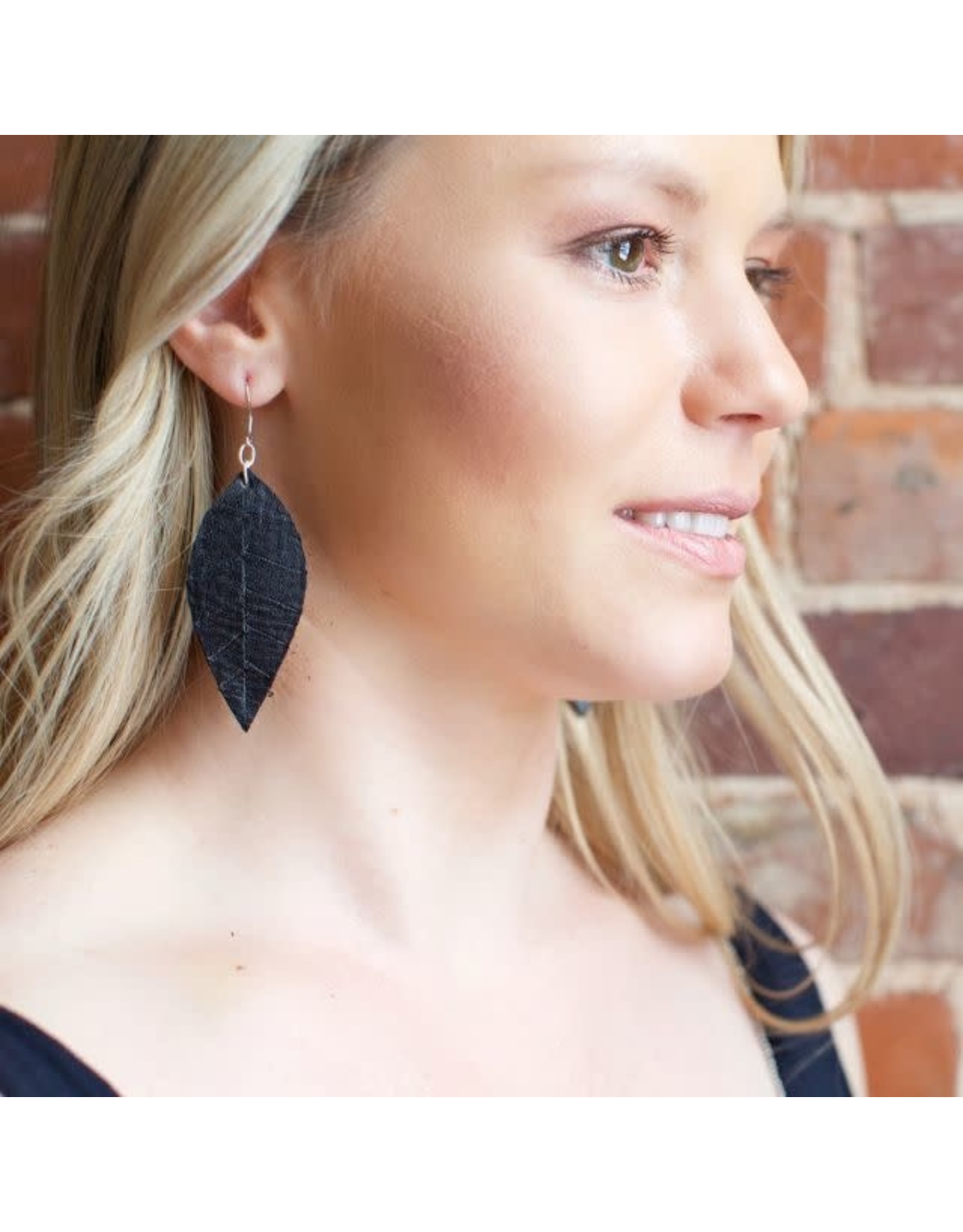 Trade roots Leather Earrings, Black,  Guatemala