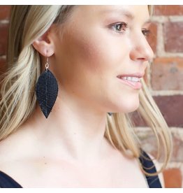 Trade roots Leather Earrings, Black,  Guatemala