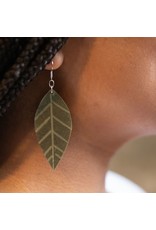 Trade roots Leather Earrings, Black,  Guatemala