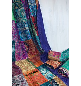 Trade roots Silk Sari Kantha Throw, India