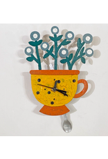 Trade roots Teacup Wall Clock, Yellow, Colombia