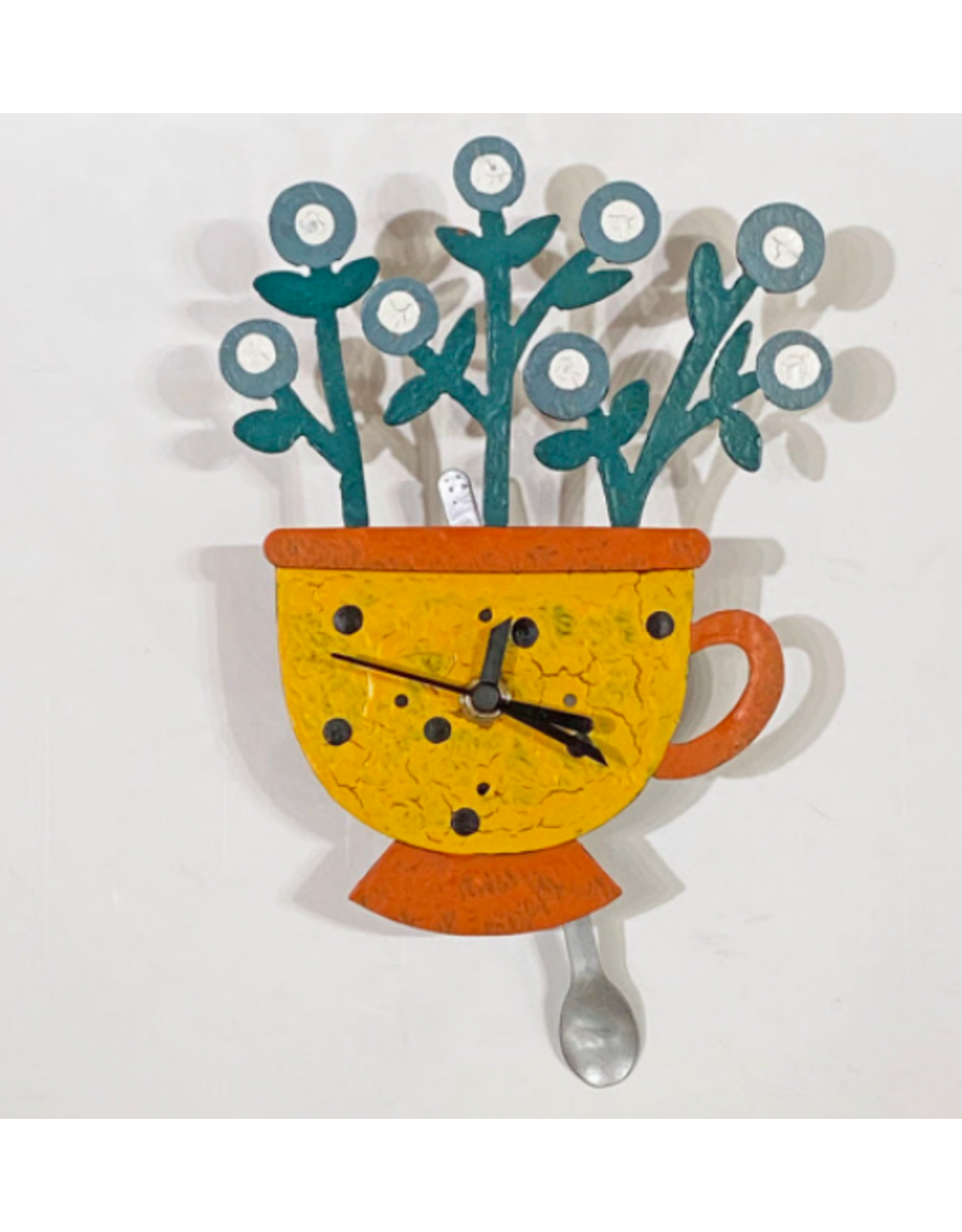 Trade roots Teacup Wall Clock, Yellow, Colombia