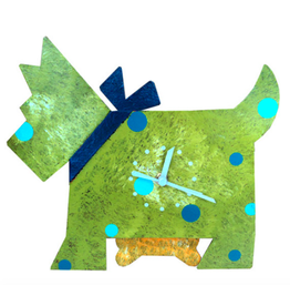 Trade roots Scottie Dog Wall Clock, Green, Colombia