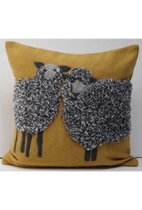 Trade roots Sheep Duo Pillow, Mustard, 16", India