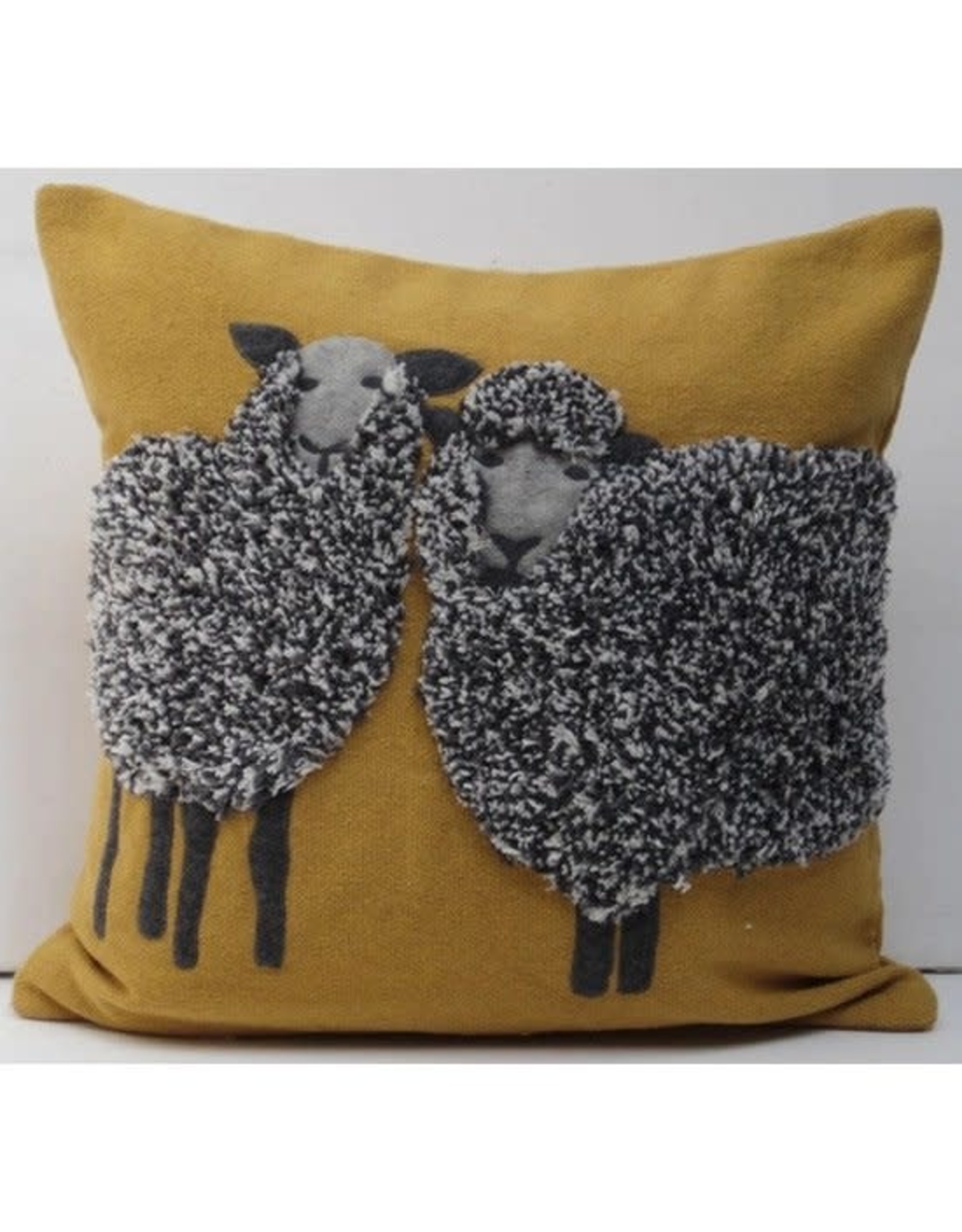 Trade roots Sheep Duo Pillow, Mustard, 16", India