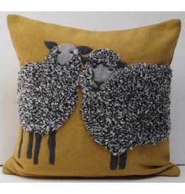 Trade roots Sheep Duo Pillow, Mustard, 16", India