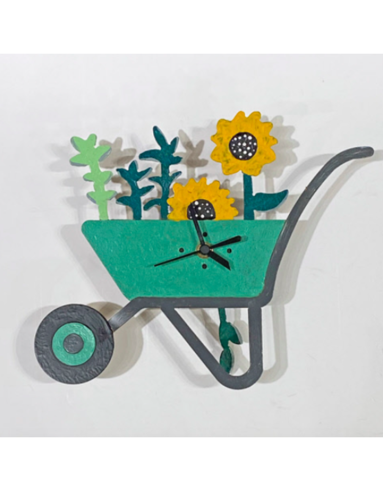 Trade roots Wheelbarrow Wall Clock, Green, Colombia