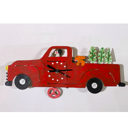 Trade roots Pick Up Truck Wall Clock, Red, Colombia