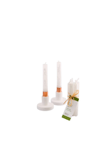 Trade roots White on White Shabbat Candles, 4" taper set of 4