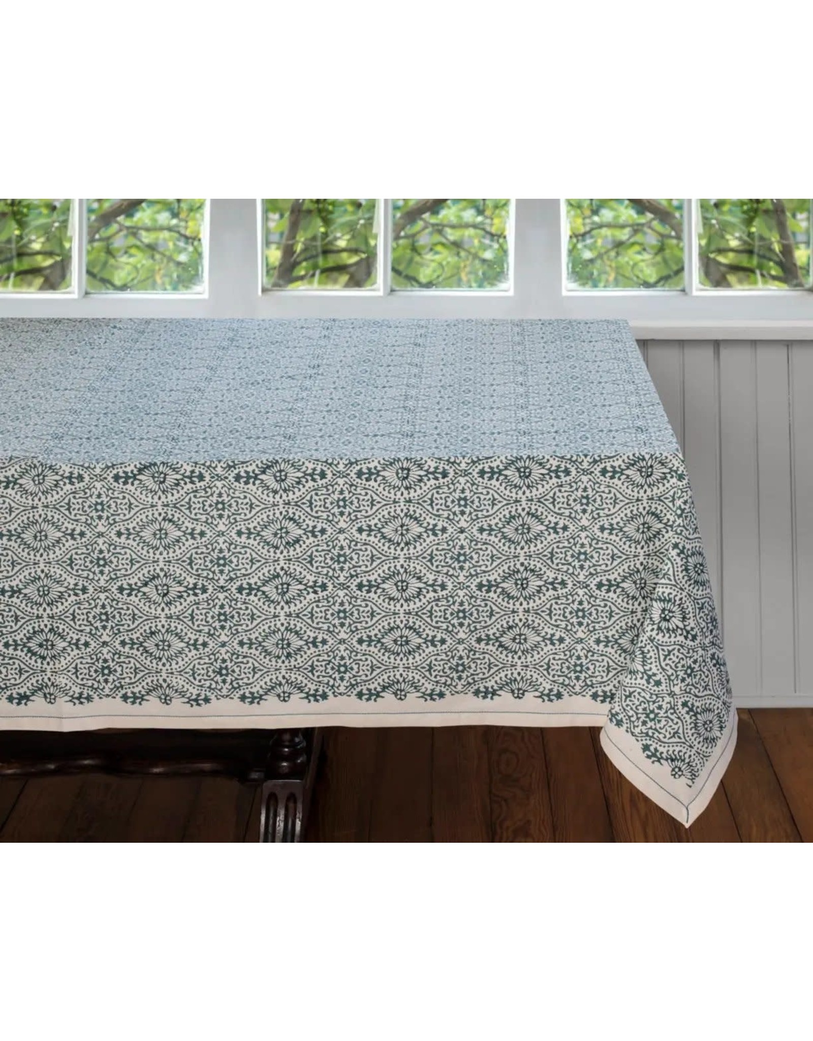 Trade roots Fog Block Print Table Cloth, 60" x 60", India