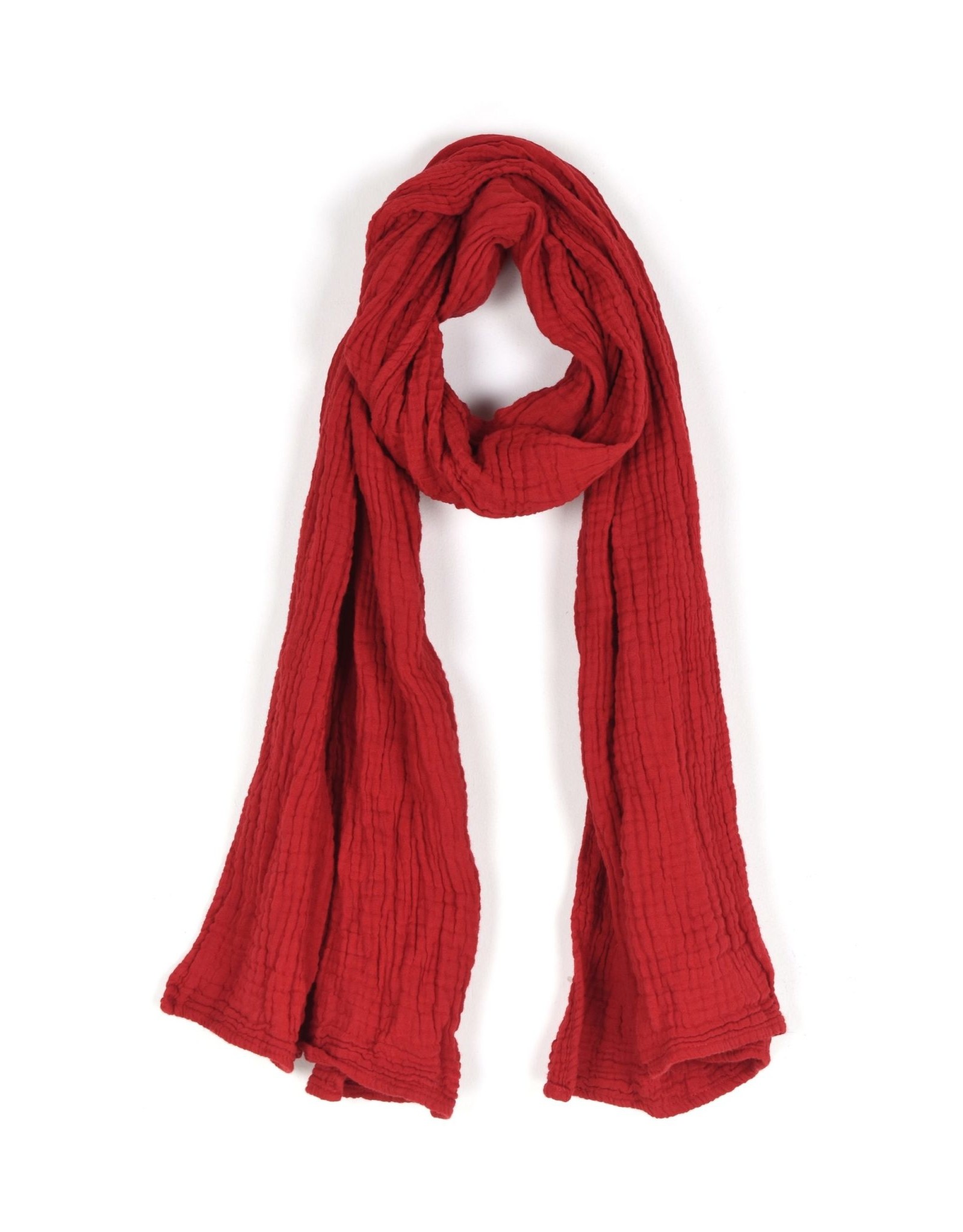 Double cotton Crinkle Scarf Rouge Red , 20x72