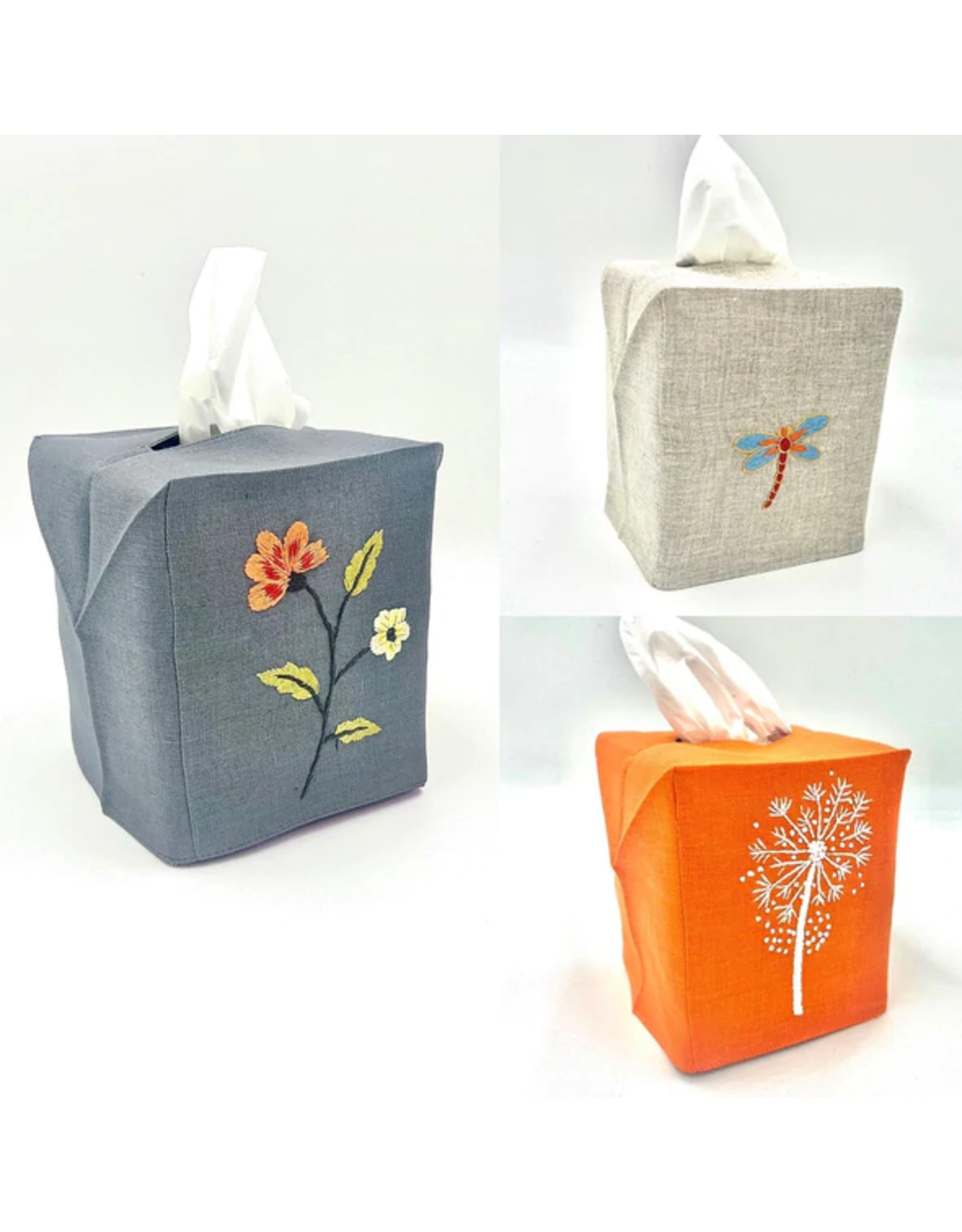 Trade roots Botanical Embroidered Tissue Box Cover, Vietnam