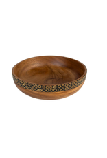 Trade roots Bamboo Inlaid Round Wood Serving Bowl, Indonesia