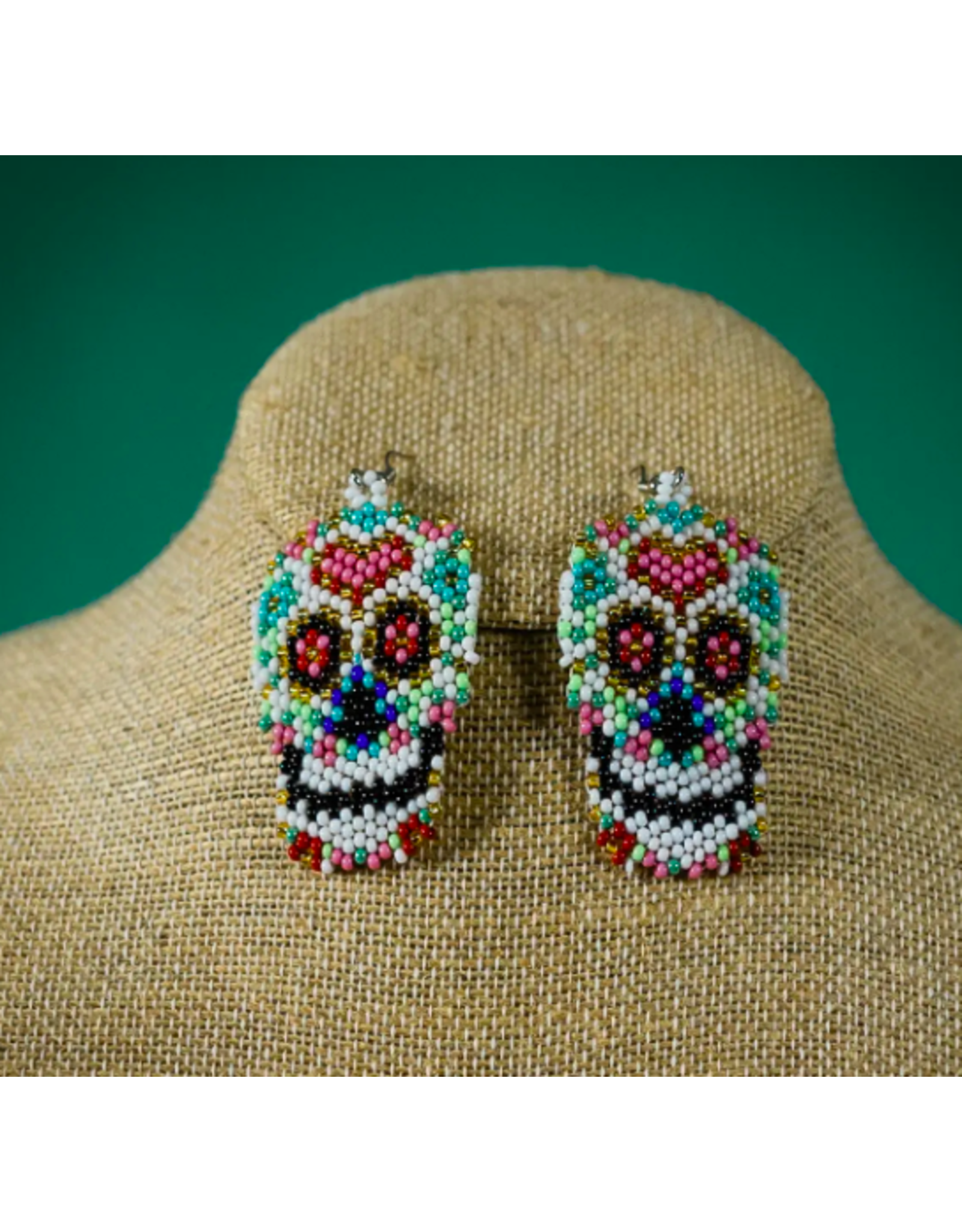 Trade roots Sugar Skull Beaded Earrings, Guatemala