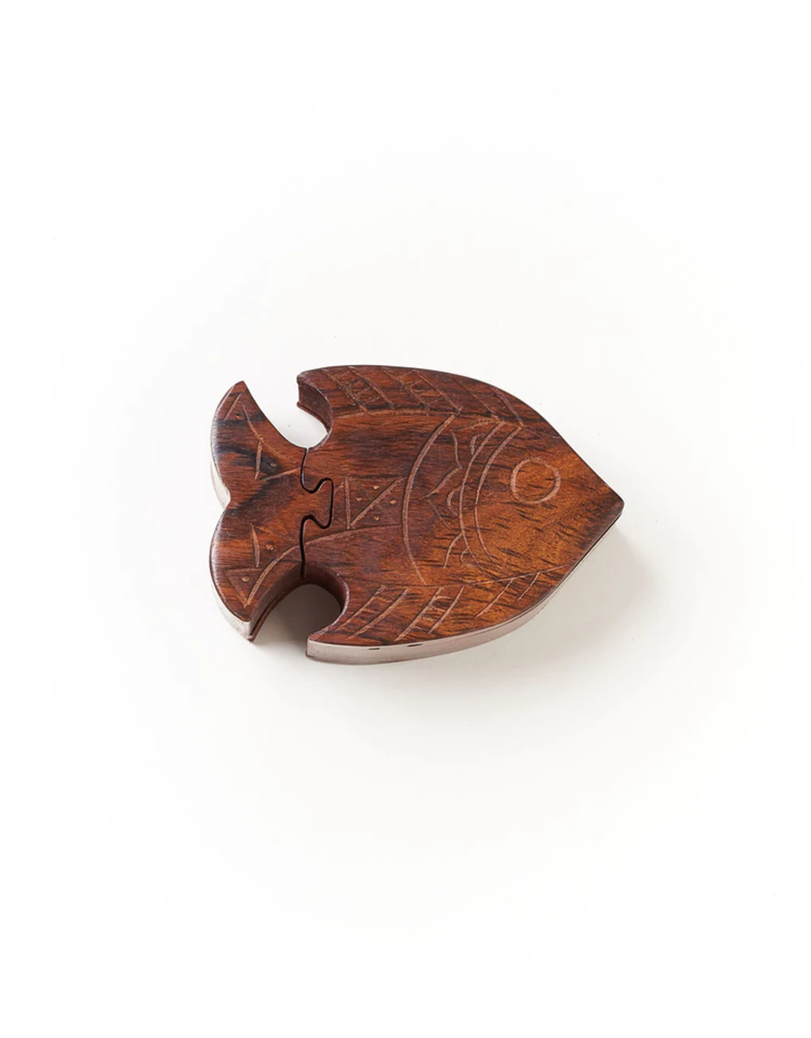 Wood Puzzle Box, Fish, India Trade Roots
