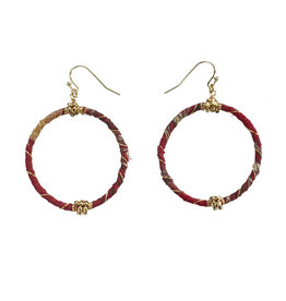 Trade roots Recycled Sari Wire Wrap Earrings, India