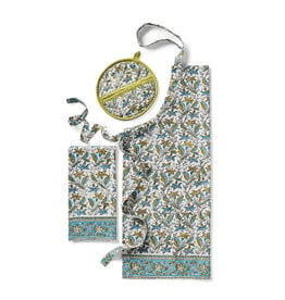 Trade roots Cornflower Apron, Tea Towel, and Oven Mitt Set, India