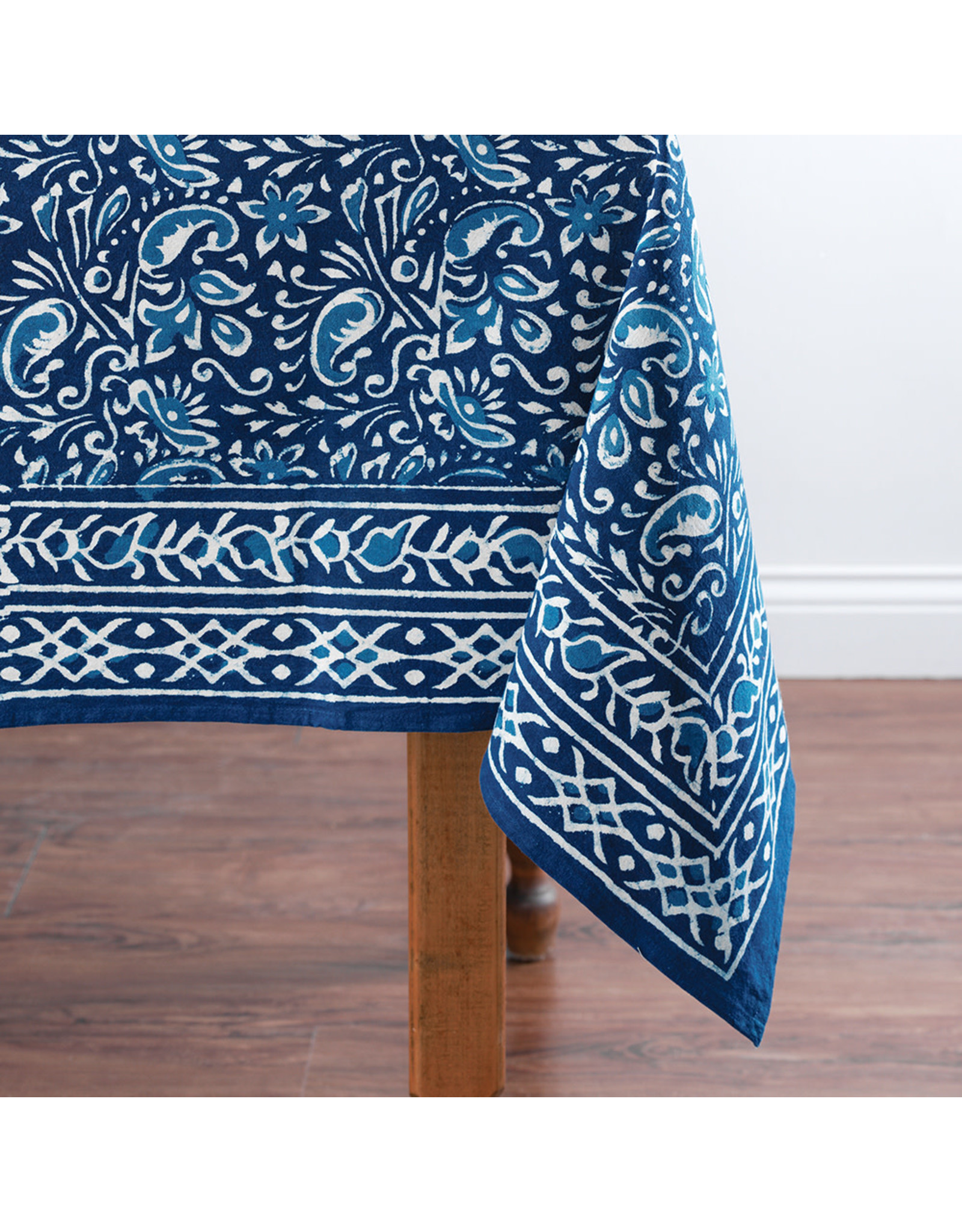 Trade roots Indigo Dabu Paisley Tablecloth, 60 x 90, India