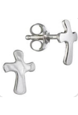 Trade roots Cross Sterling Silver Post Earrings, Mexico