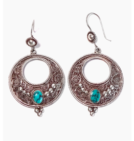 Trade roots Filigree Hoop Earring with Stone, Variety of Stones, Thailand