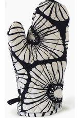 Retro Flowers Black And White Oven Mitts