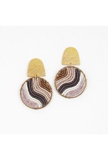 Beaded and Brass Flow Post Earrings, Sand Color, Guatamala