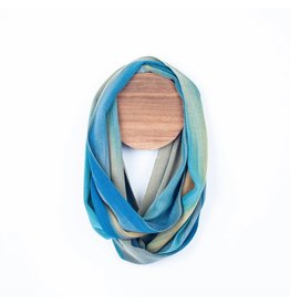 Trade roots Handwoven Bamboo Silky Weave Infinity Scarf, Ocean, Guatemala
