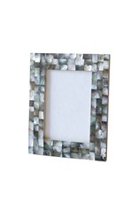 Trade roots Charcoal Grid Mother of Pearl Shells Frame 5 x 7, India