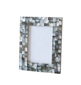 Trade roots Charcoal Grid Mother of Pearl Shells Frame 5 x 7, India