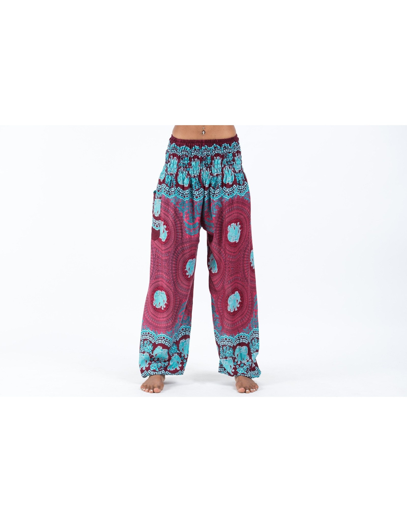 Trade roots Mandala Women's Harem Pants in Red, O/S, Thailand