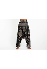 Trade roots Hill Tribe Koi Fish Print Women's Harem Pants in Black