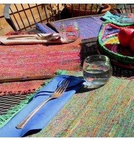 Recycled Sari Placemat, Set of Six, Red or  Blue, Nepal
