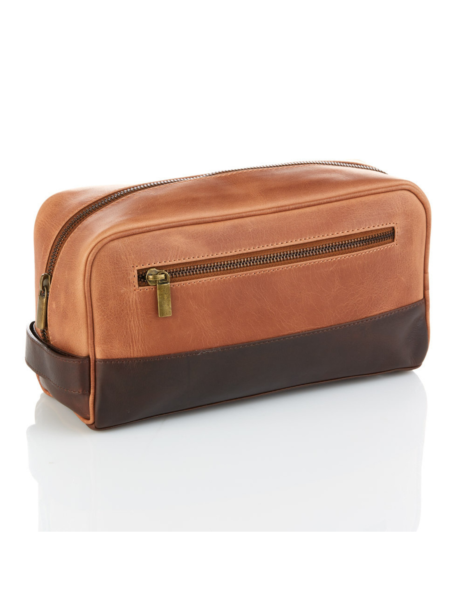 Trade roots Copper & Chestnut Leather Dopp Bag, India