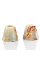 Trade roots White Onyx Taper Candle Holders - Set of 2