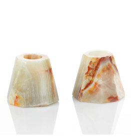 Trade roots White Onyx Taper Candle Holders - Set of 2