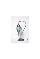 Swan Neck Mosaic Glass Table Lamp  Turquoise, Turkey