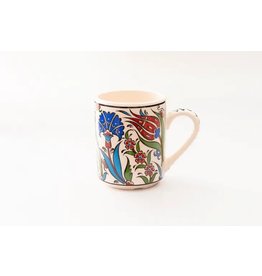 Floral Ceramic Coffee, Tea Cups/ Drink Mugs, Blue Clove Upside Down with Dots