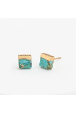 Trade roots Lorena Square Turquoise Stud Earrings, Asia