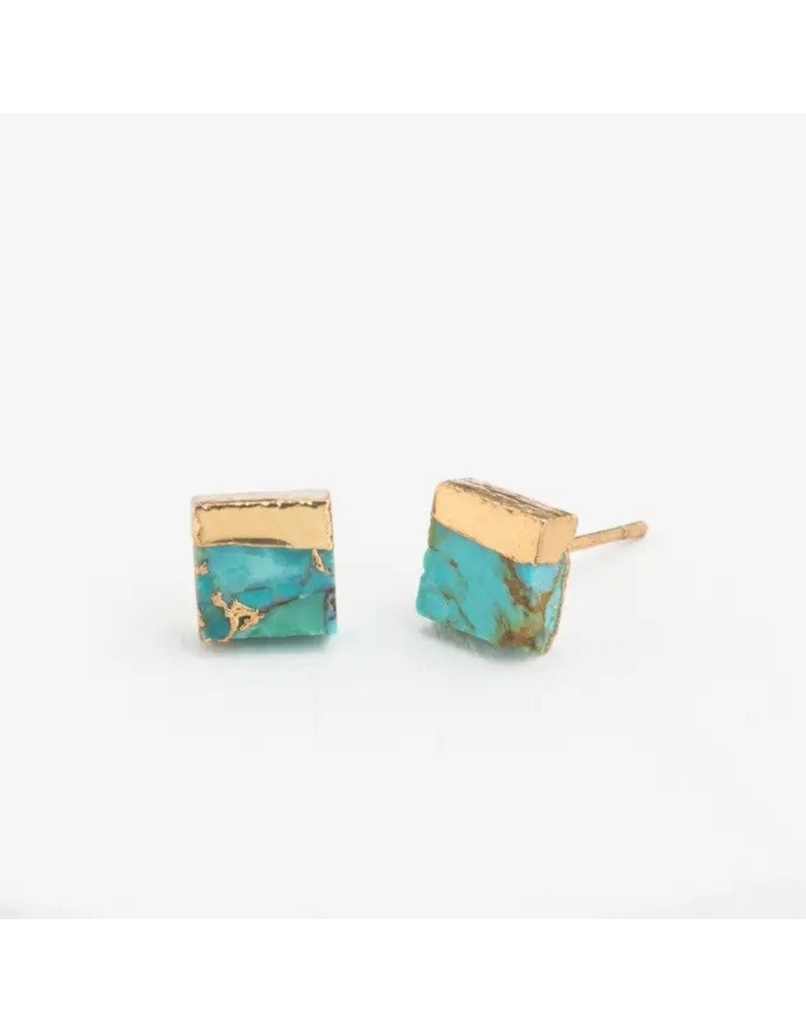 Trade roots Lorena Square Turquoise Stud Earrings, Asia