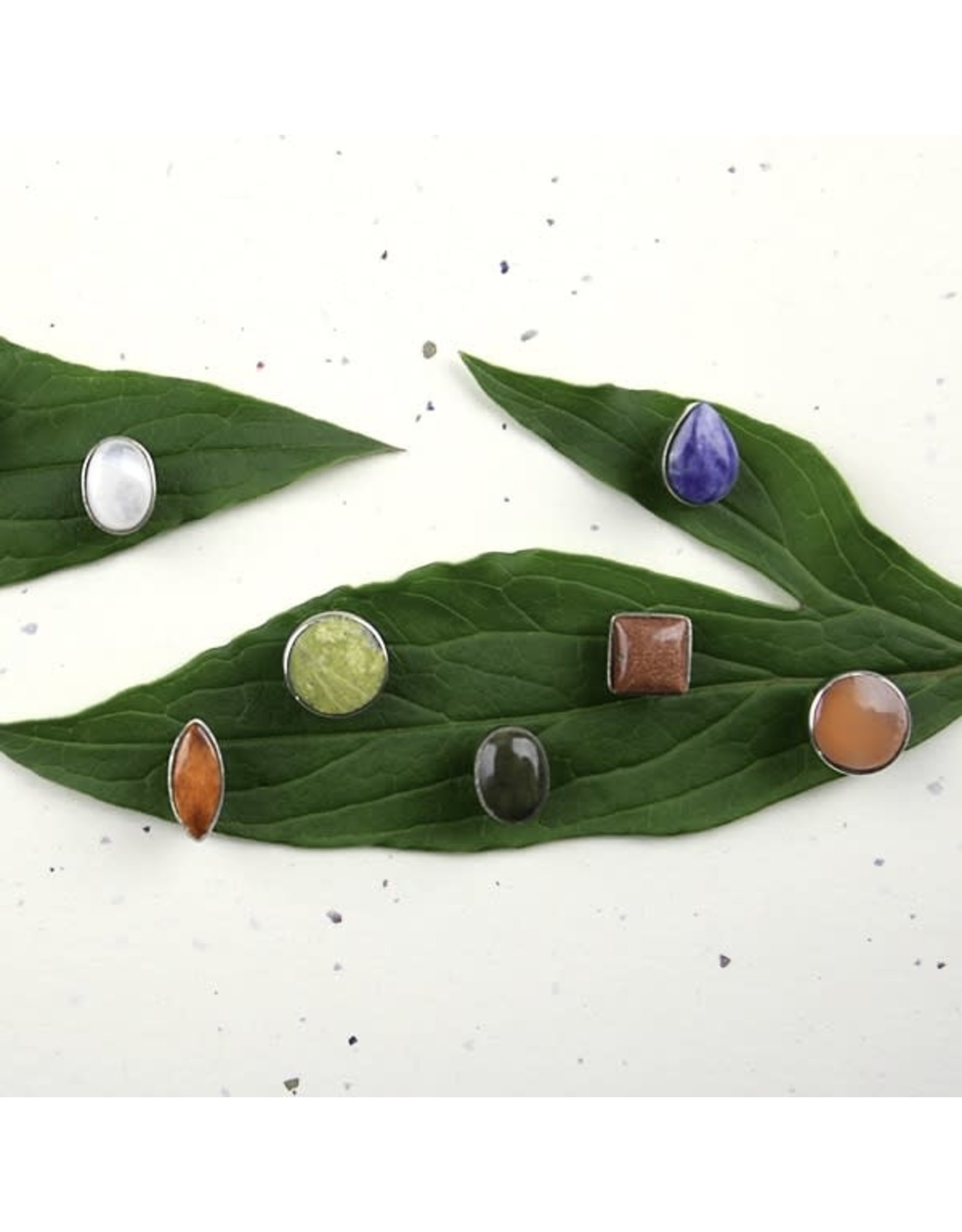 Trade roots Alpaca Silver Fiori Stud Earrings (stones will vary)