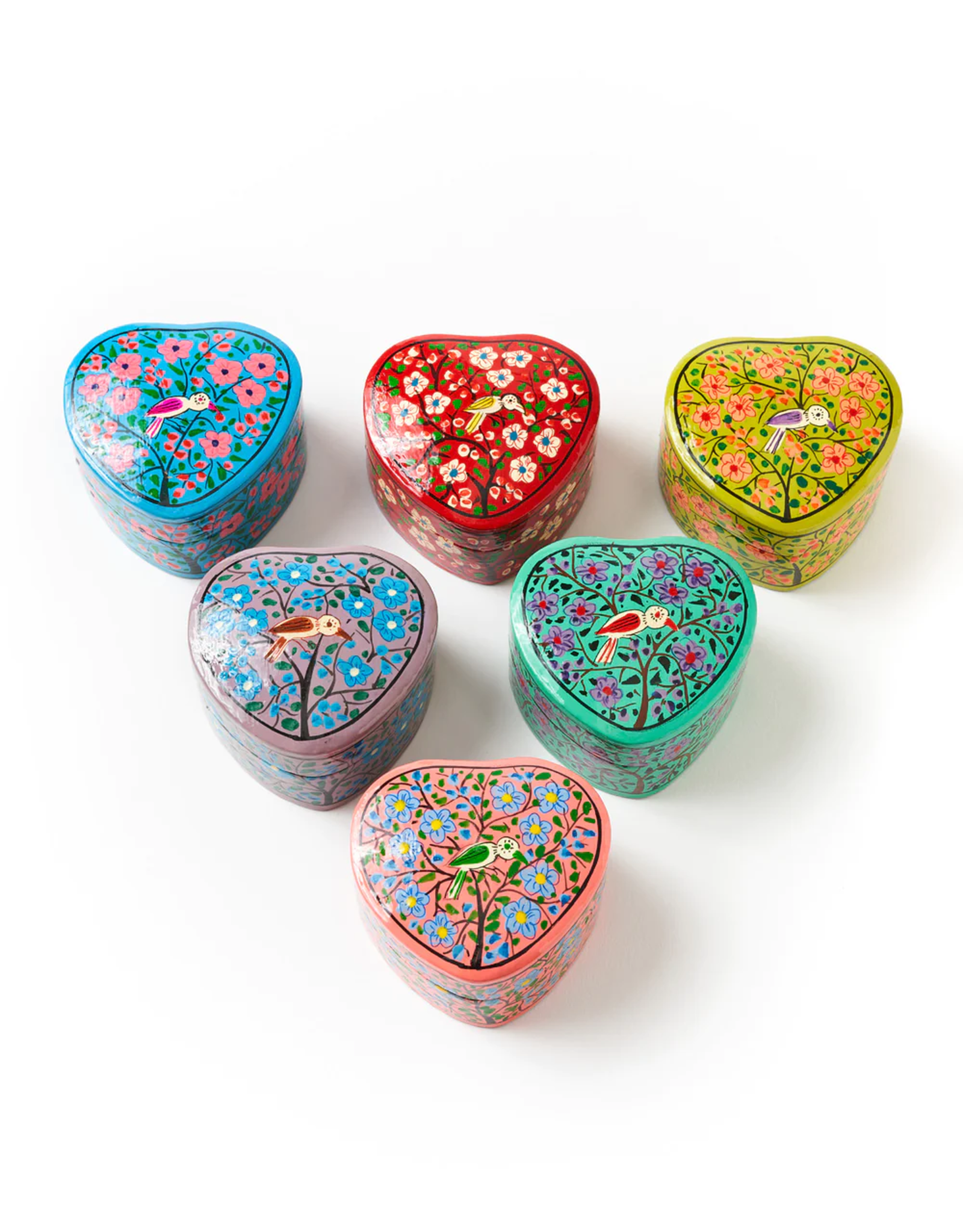 Trade roots Paper Mache Heart Box, SOLD INDIVIDUALLY,  India
