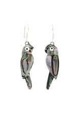 Trade roots Parrot Abalone Earrings w/ SS Hooks, Mexico