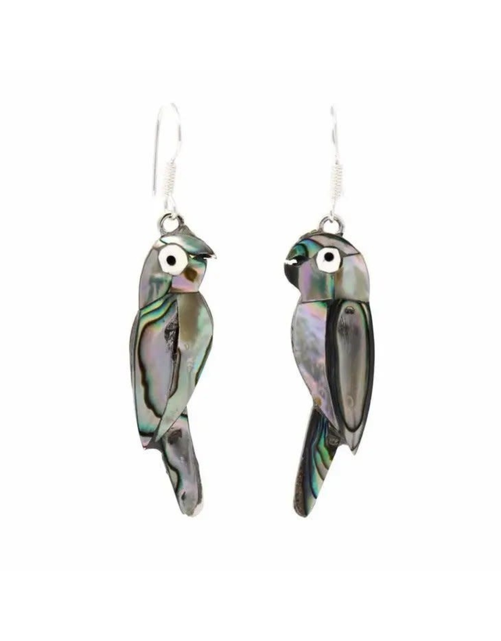 Trade roots Parrot Abalone Earrings w/ SS Hooks, Mexico
