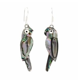 Trade roots Parrot Abalone Earrings w/ SS Hooks, Mexico