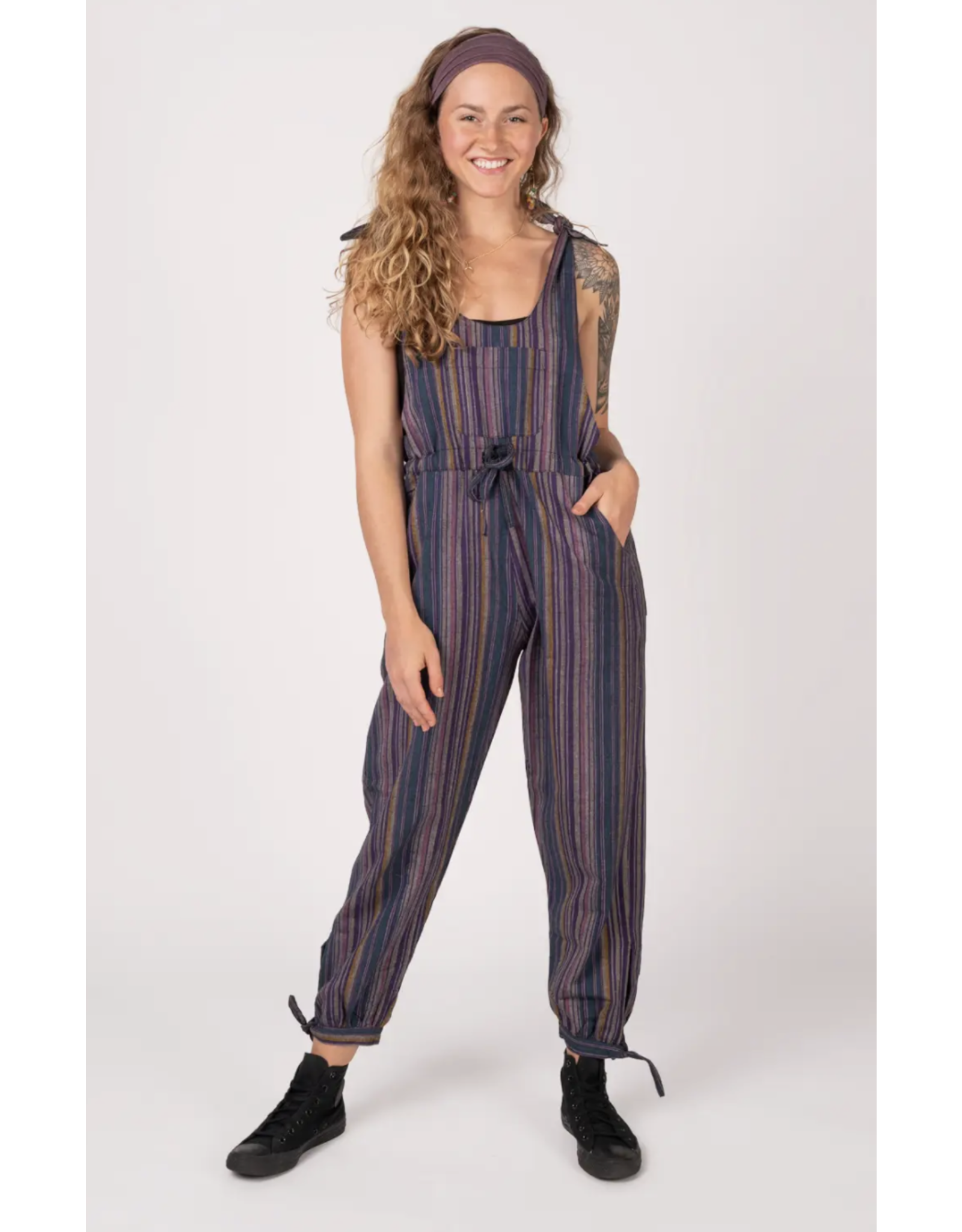 Trade roots Striped Rainbow Kush Overalls, 100% Cotton