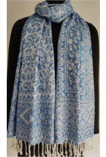 Trade roots Cornflower Blue Floral Scarf, India