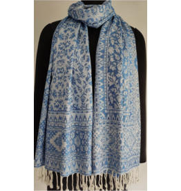 Trade roots Cornflower Blue Floral Scarf, India