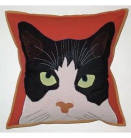 Trade roots Cat Face (Red), Applique, 18", India