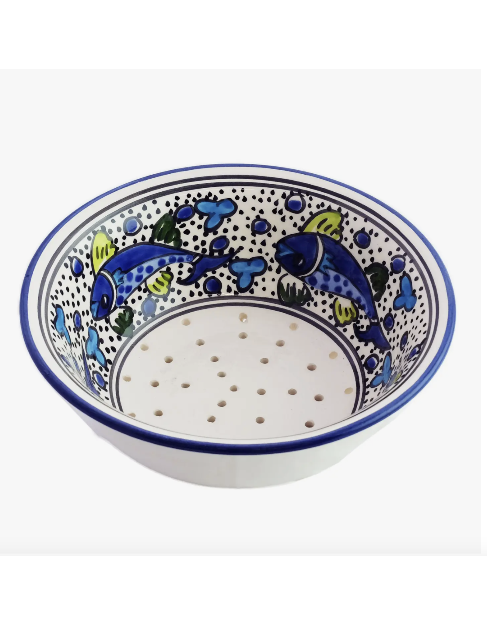 Trade roots Blue Fish Berry Bowl w/ Plate,  Guatemala